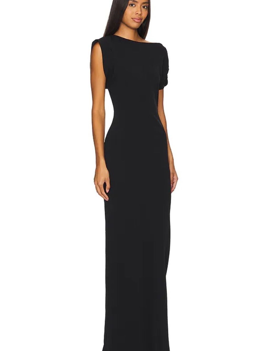 Amanda Uprichard Black One-Shoulder Maxi Dress